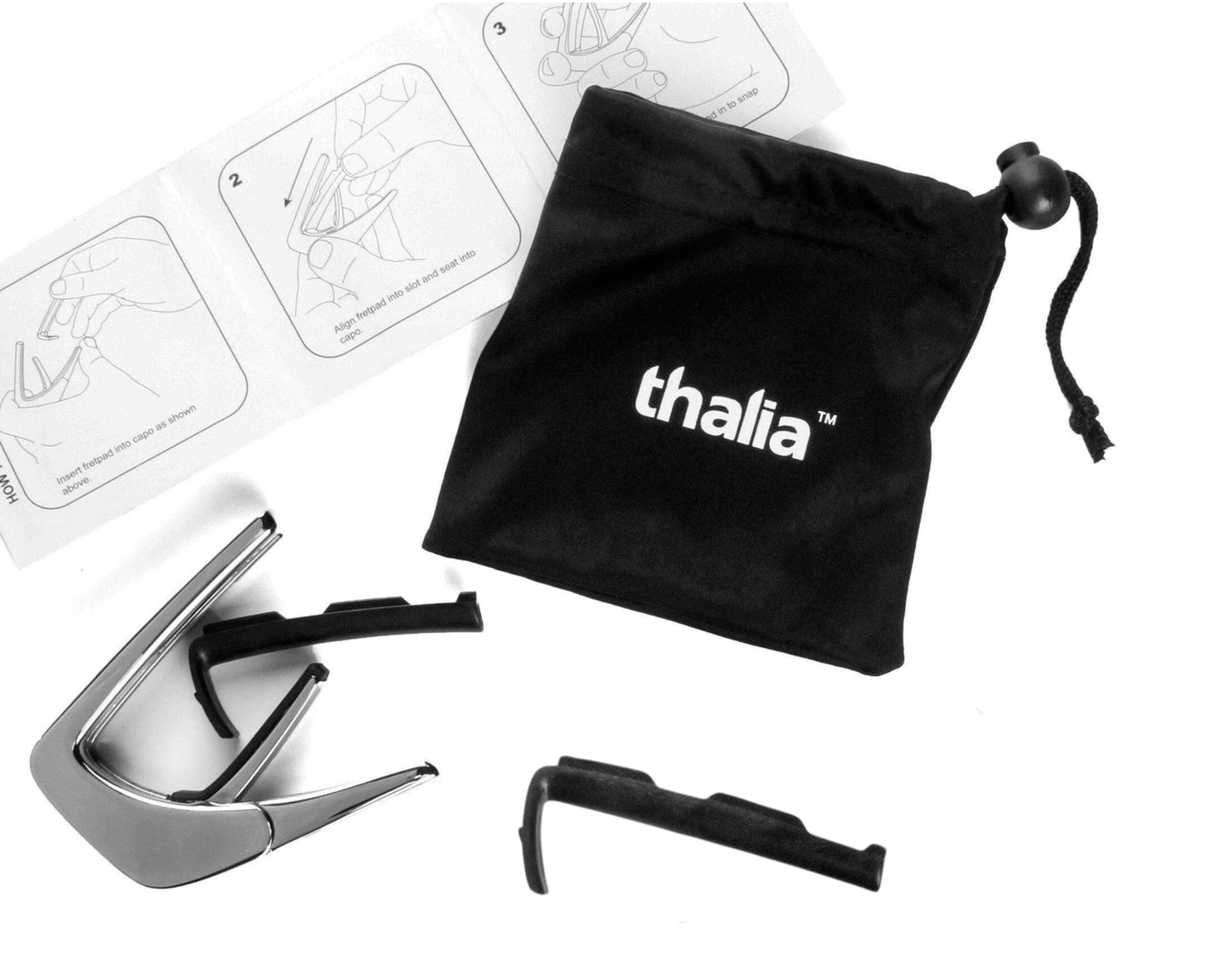 THALIA CHROME FINISH CAPO WITH TEAL ANGEL WING INLAY