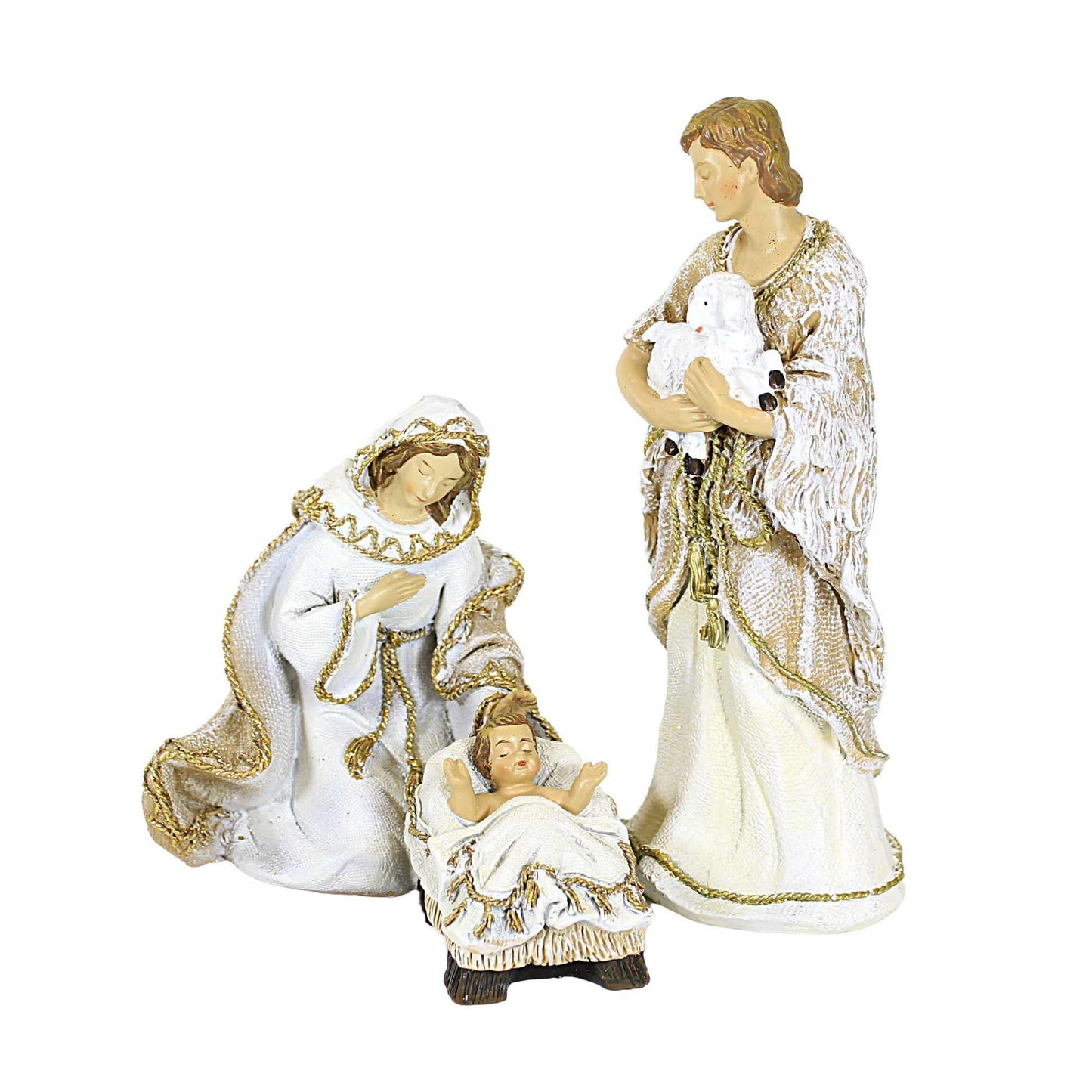 Roman 7pc Gold Rope Accented Nativity Set 8.5" H, Christmas Decor, Religious Gifts,
