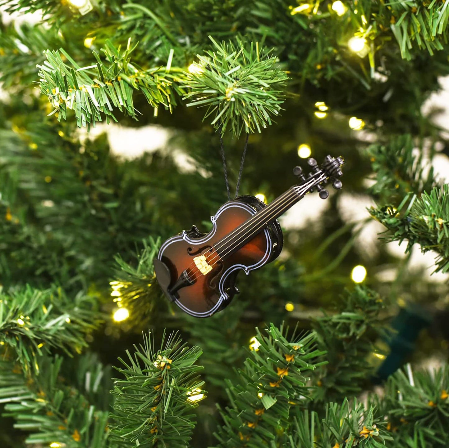 Broadway Gifts Dark Brown Fiddle Tree Ornament,5 inch