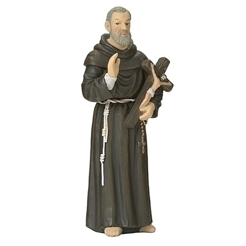 Roman Giftware Inc., Patrons & Protectors, 4" H ST Padre PIO Figure,Religious, Inspirational, Durable (1x1x4)
