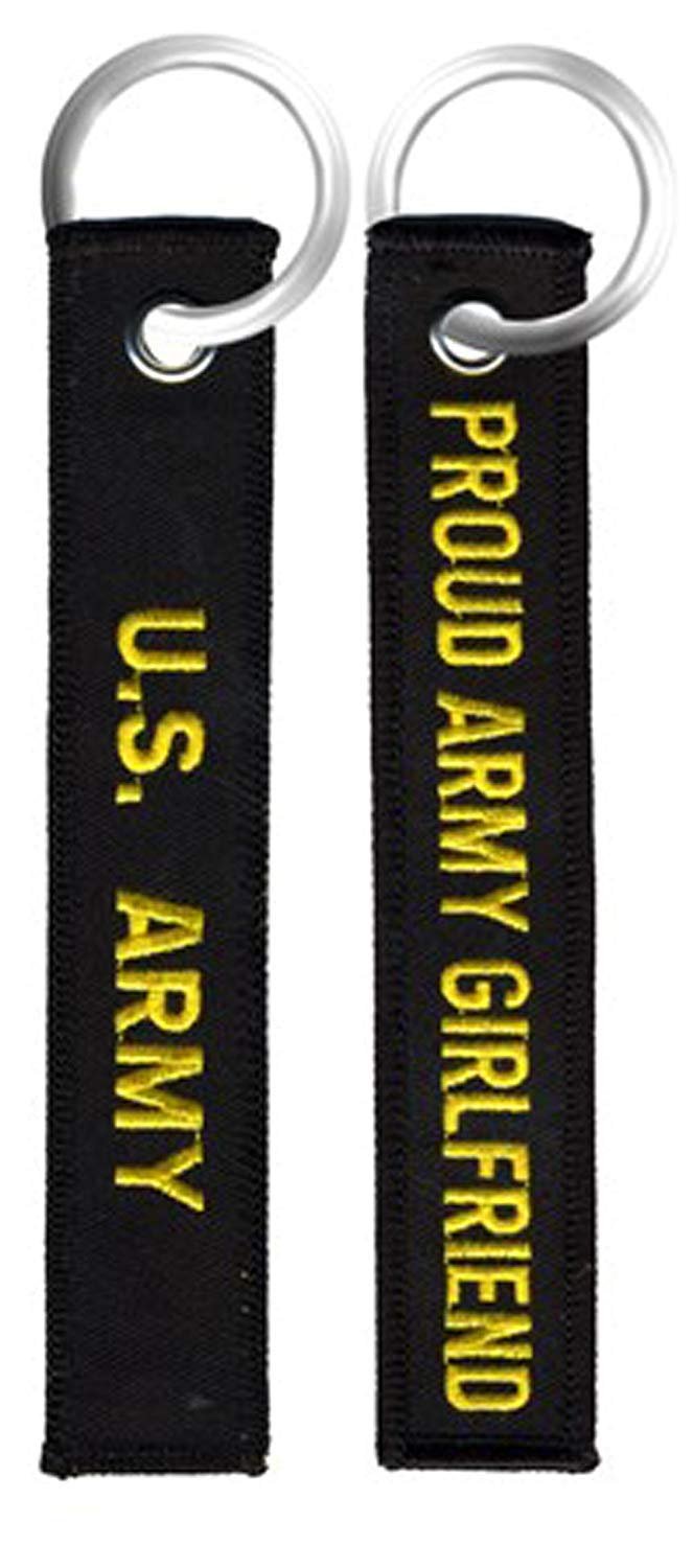 U.S. Army / Proud Army Girlfriend - Black Embroidered Key Chain Fob