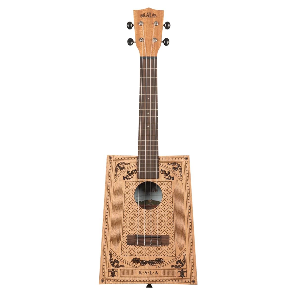 Kala Brand Music Co. Cigar Box Ukulele, 4-String, Right, Natural, Concert (KA-CB-Deco-C-W-Bag)