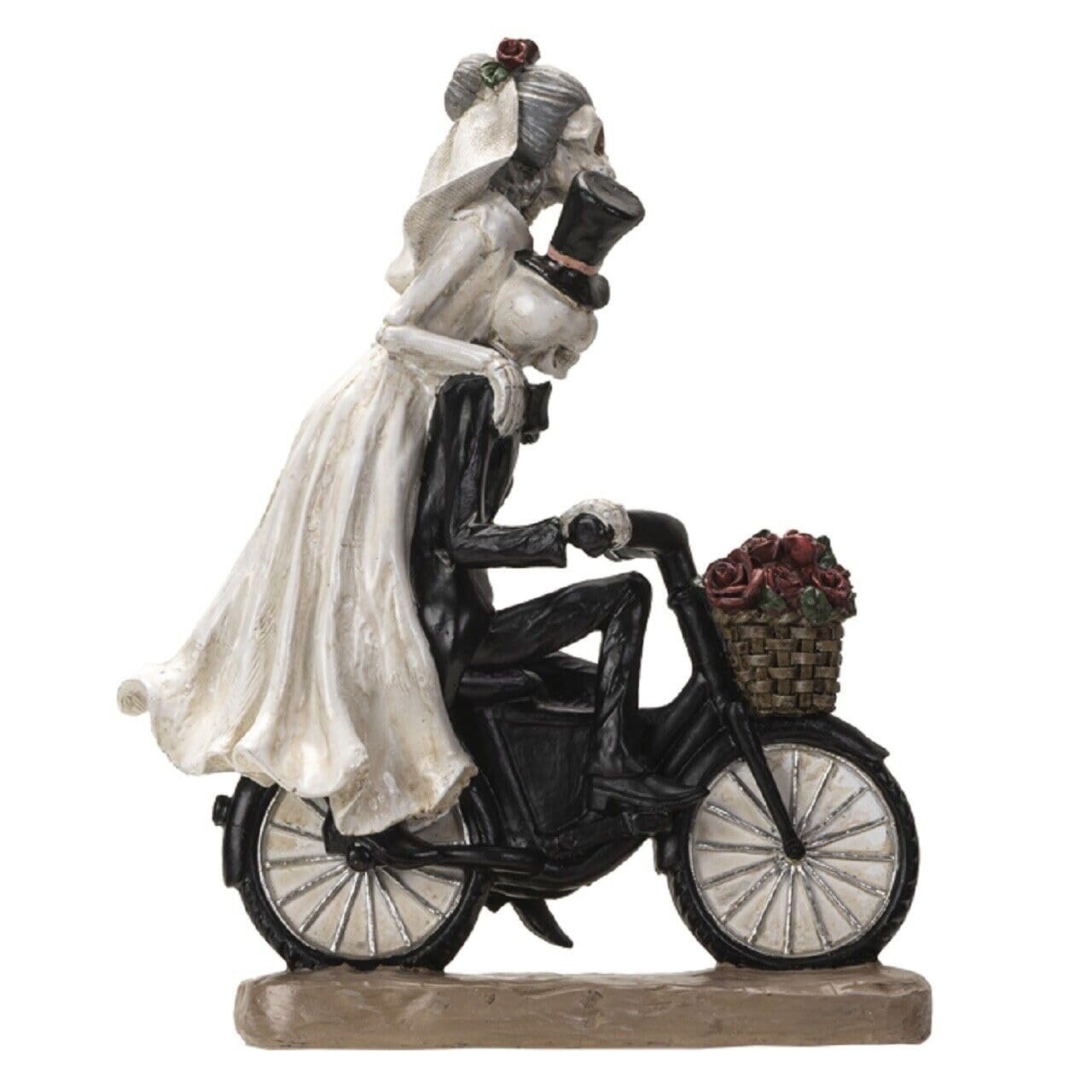 Pacific Trading Love Never Dies Skeleton Couple on Bicycle Figurine 11 Inch