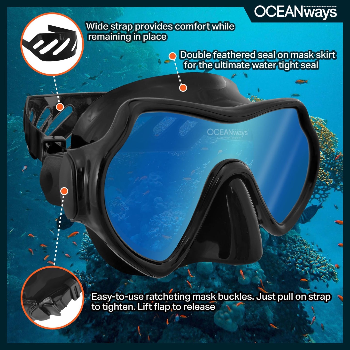 Oceanways SuperView AccuColor Mask - Yellow Inner Coating