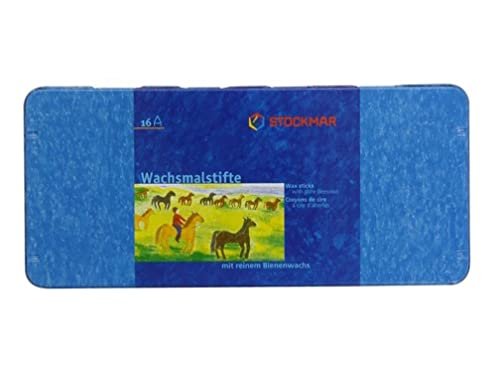 Stockmar 32000 Pure Beeswax Wax Crayons 16 Bright Colours with Scraper, Packed in Handy Tin Case, Ideal for Painting for Kids