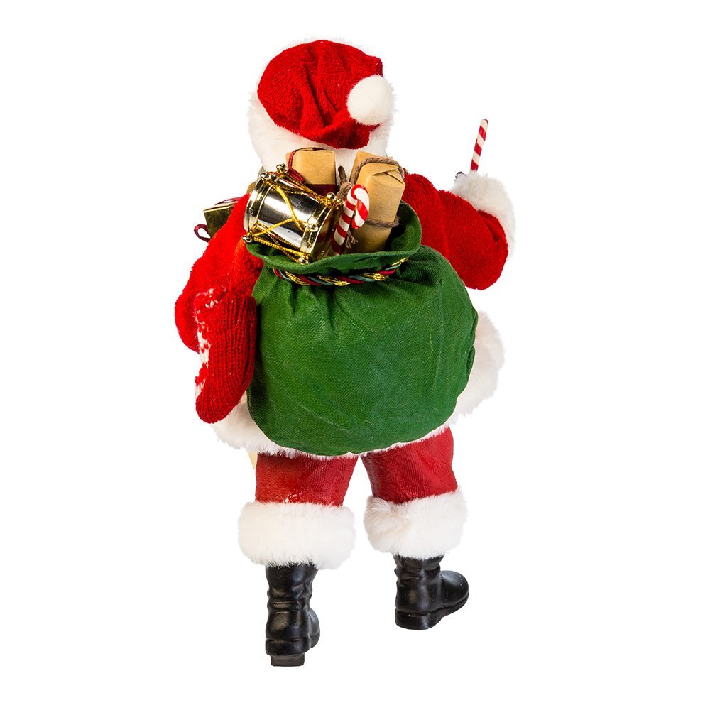Kurt Adler 10.5" Fabriche' Black Santa with List and Candy Cane