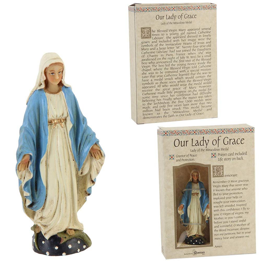 Roman Giftware Inc., Patrons & Protectors, 3.7" H Our Lady of Grace Figure,Religious, Inspirational, Durable (3x1x3)
