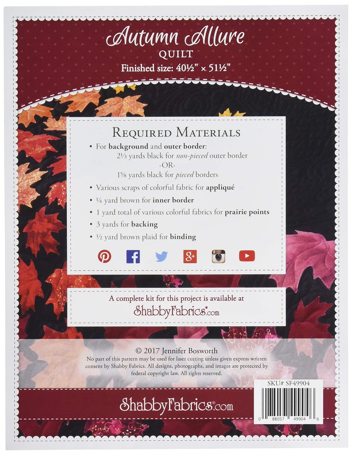 Autumn Allure Quilt Pattern - Finishes 40.5" x 51.5"