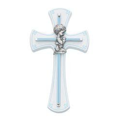 McVan Inc. 7" Boy Cross On White Wood - Décor Gift Religious 73-10-MCVAN