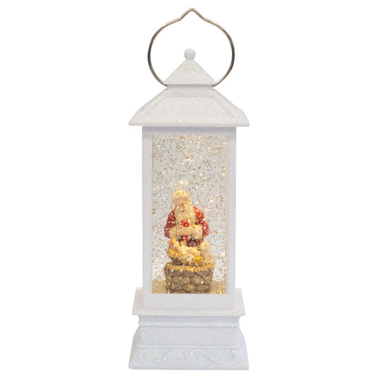 Roman 11" LED Swirl Lantern KNEELNG Santa White Lantern B/O W/O BT