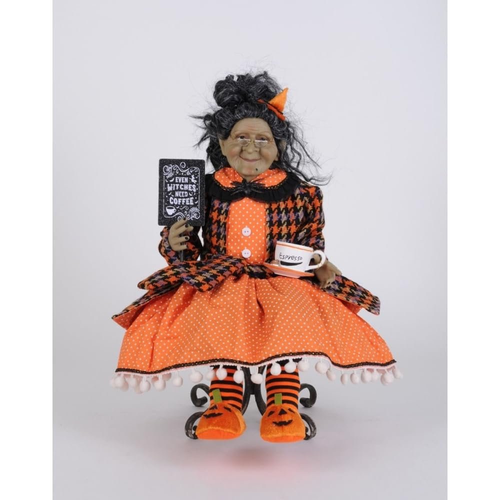 Karen Didion Coffee Witch Figurine Polyresin