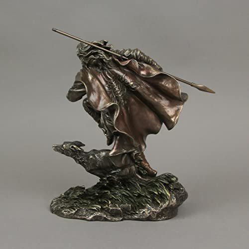 Veronese Design 9 Inch Tall Lugh Celtic God of Sun and Thunderstorms with His Hound Resin Sculpture Bronze Finish