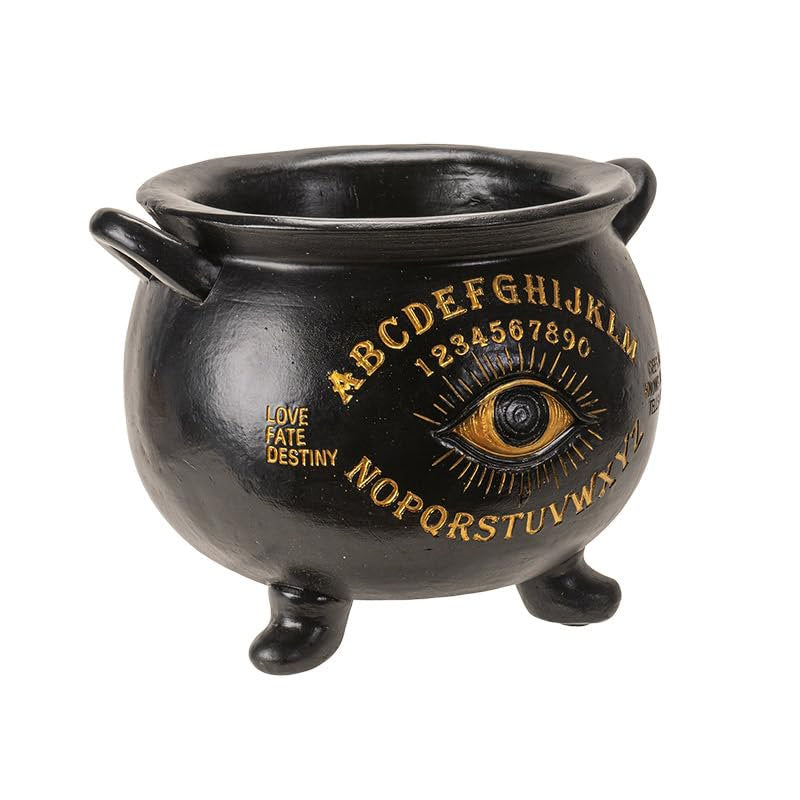 Pacific Giftware Large Cauldron Pot- Cast Resin Large Cauldron Pot, 3rd Eye Decorative Cauldron Pot, Wicca Pot