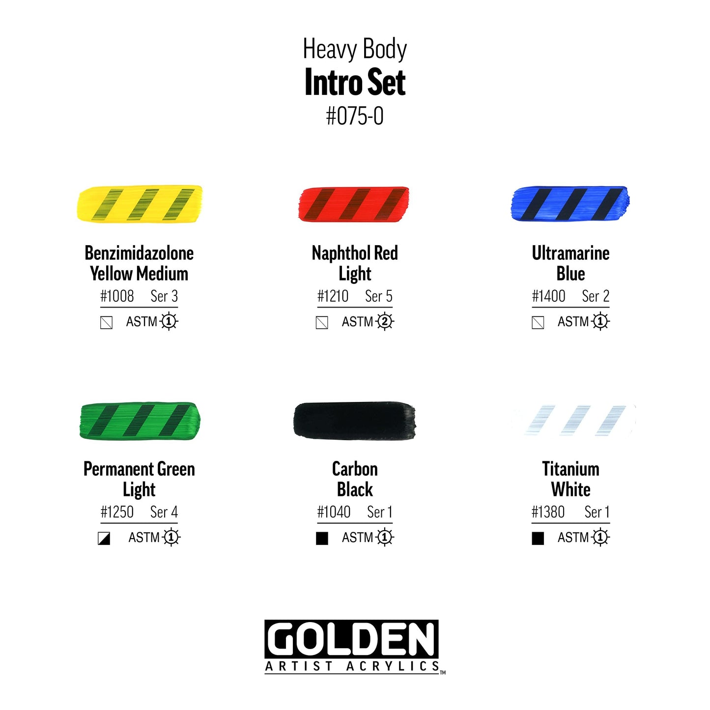 Heavy Body Acrylics by GOLDEN, Intro Set, 6 Color, Professional Acrylic Paint