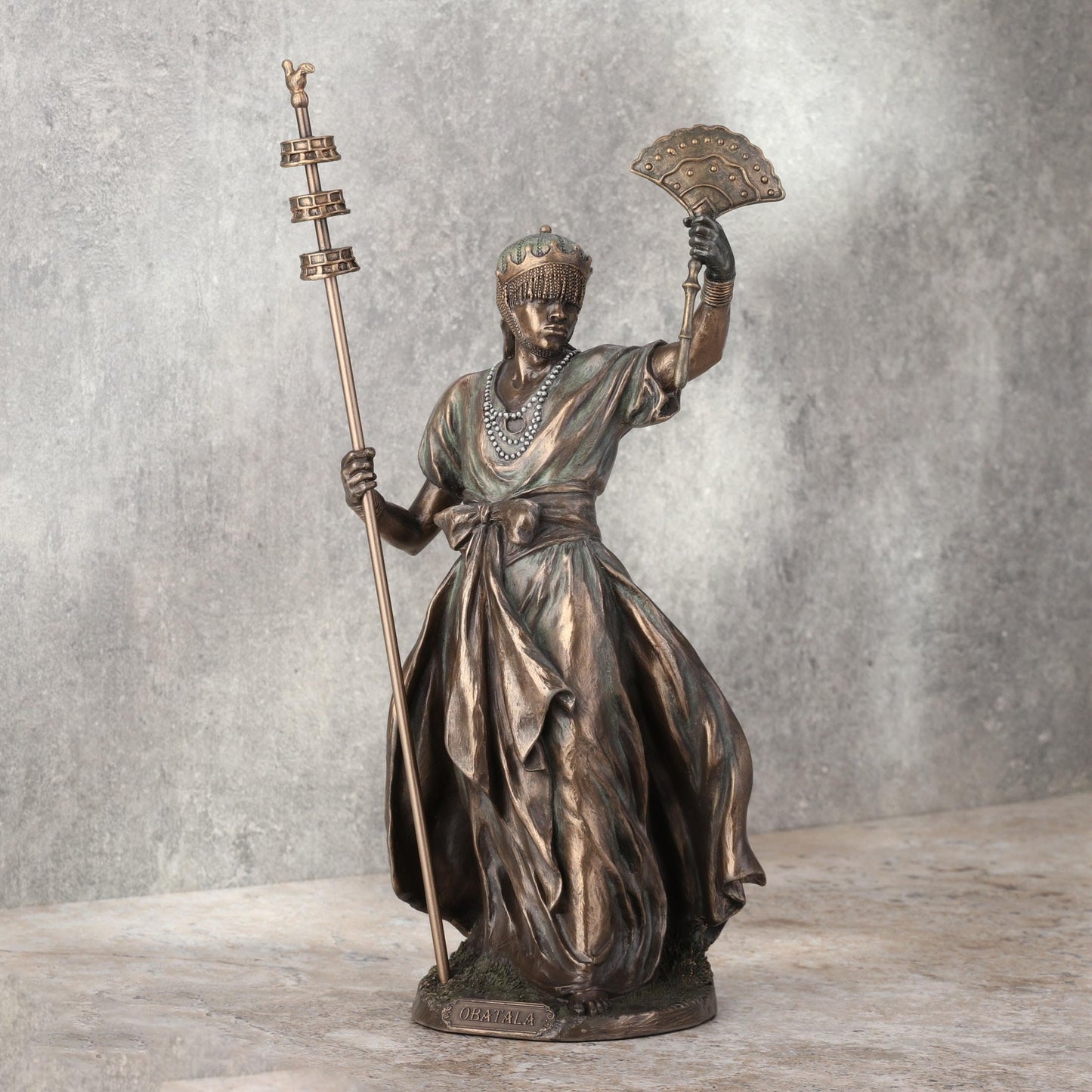 UNICORN STUDIO 12 Inch Obatala The Creator Orisha Santeria Yoruba Cold Cast Resin Bronze Finish Sculpture