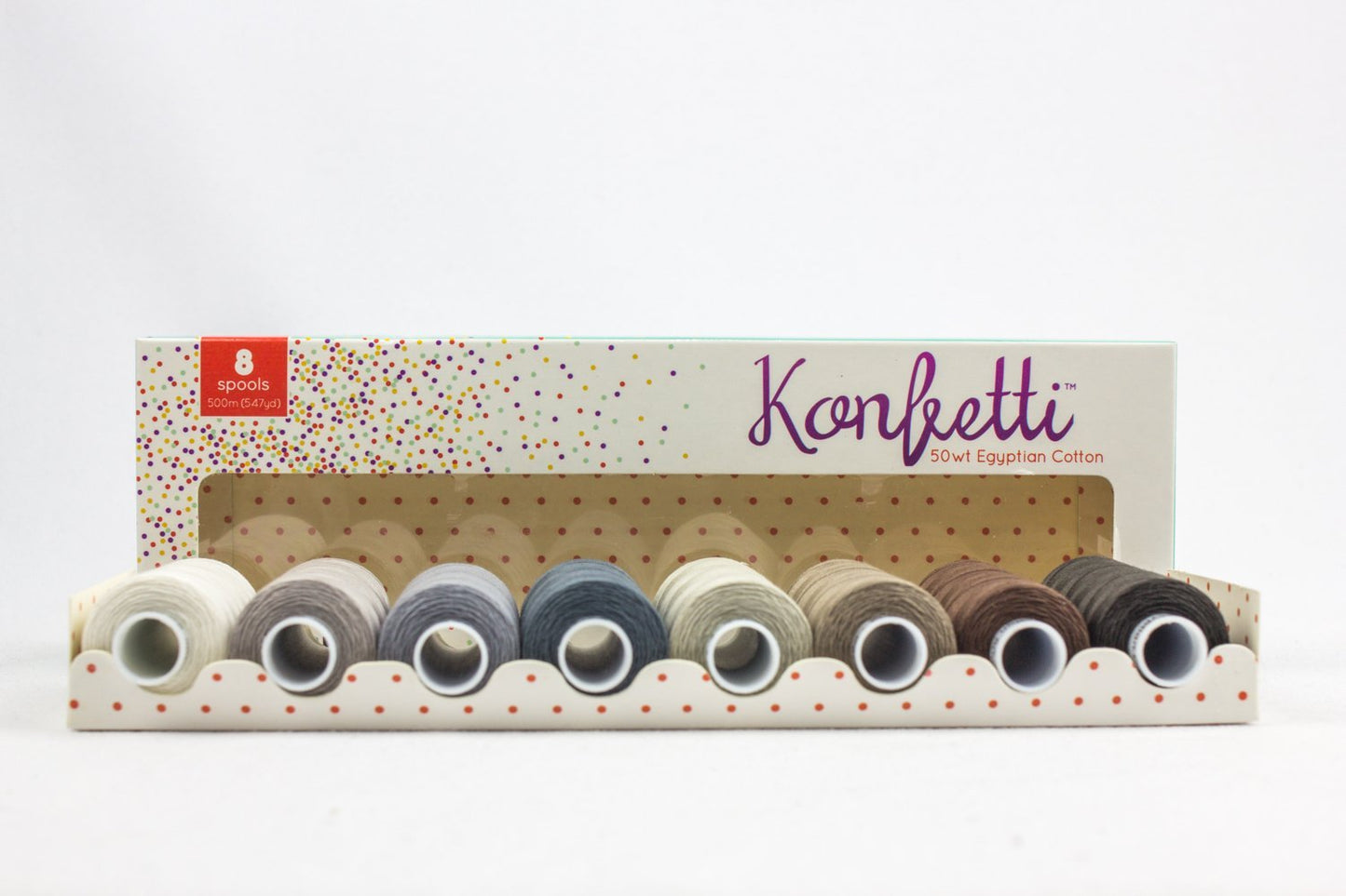WonderFil, Specialty Threads, Konfetti, 3-Ply 100% Long Staple Double-Gassed Egyptian Cotton Thread, Sand & Sea Glass - Set of 8