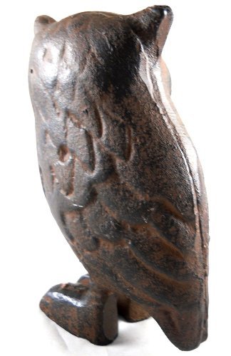 Cast Iron Owl Figurine Statue - Brown 4.5" Tall