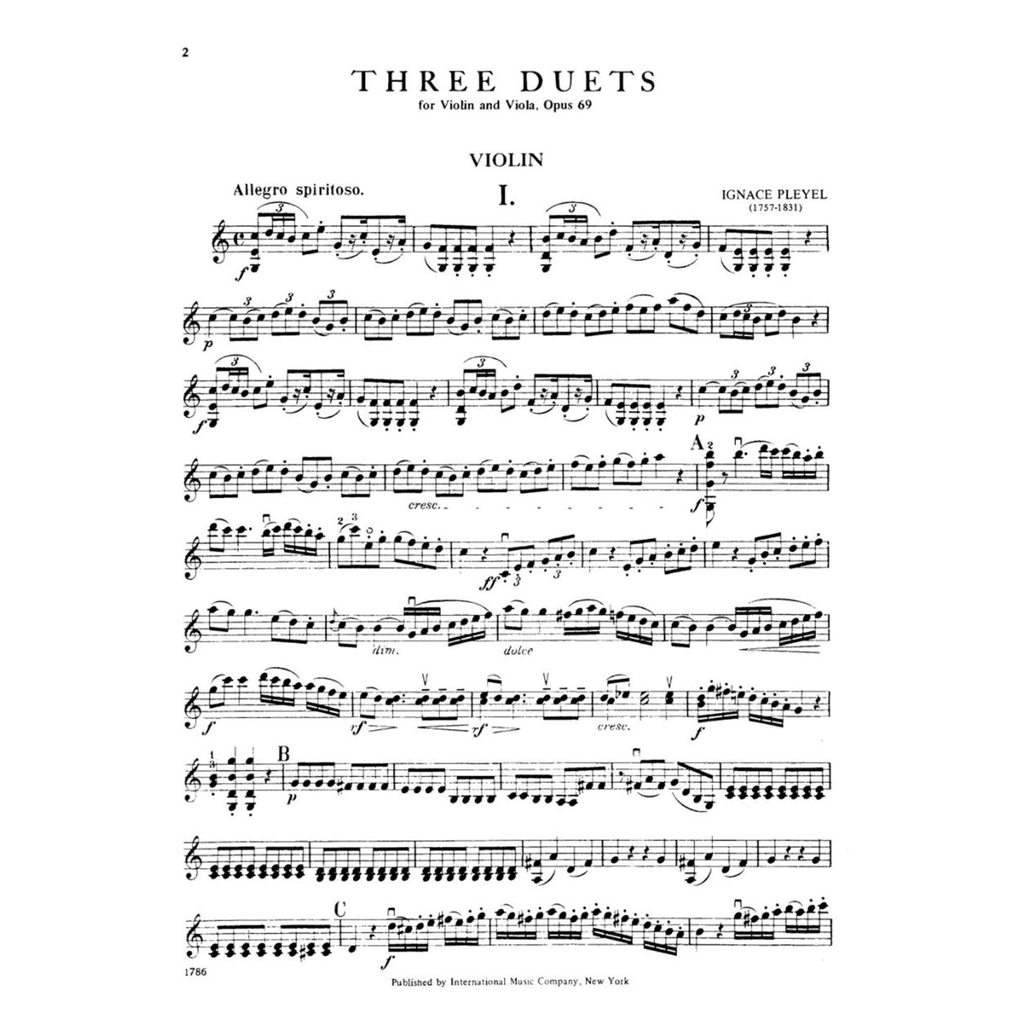 Pleyel, Ignace Joseph - Three Duets Op 69 B 526-528 For Violin and Viola Published by International Music Company [Sheet music] [Sheet music] [Sheet music] [Sheet music] [Sheet music] [Sheet music] [Sheet music] [Sheet music] [Sheet music] [Sheet...