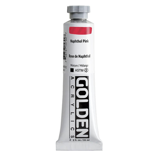 Heavy Body Acrylics by GOLDEN, Naphthol Pink, 2 fl. oz. Tube, Professional Acrylic Paint, Opaque