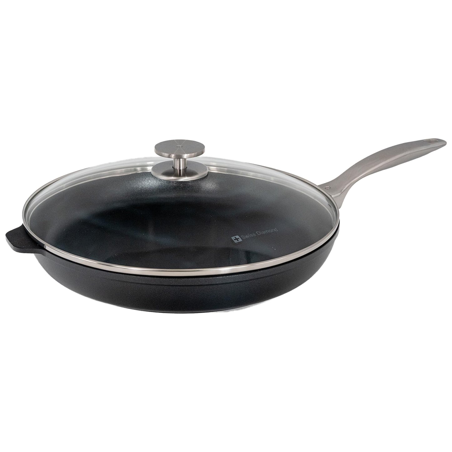 Swiss Diamond Nonstick Frying Pan Hybrid Ceramic and Diamond-Infused Fry Pan With Glass Lid, Dou Ceramic, Dishwasher and Oven Safe Fry Pans
