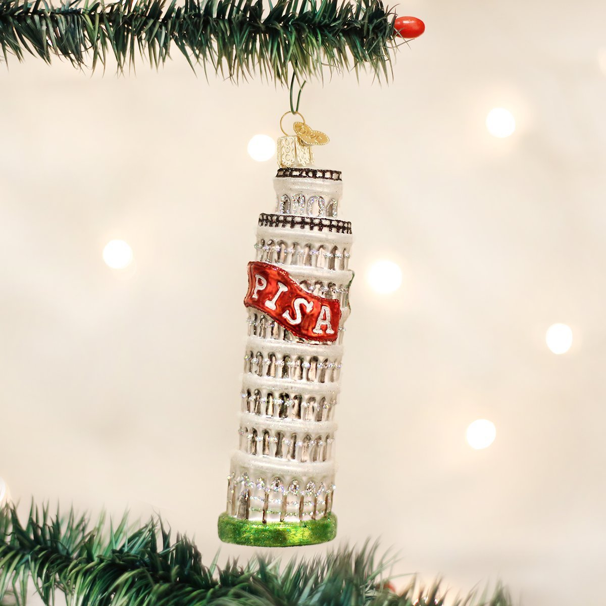 Old World Christmas Cities, Places and Landmarks Glass Blown Ornaments for Christmas Tree Leaning Tower of Pisa