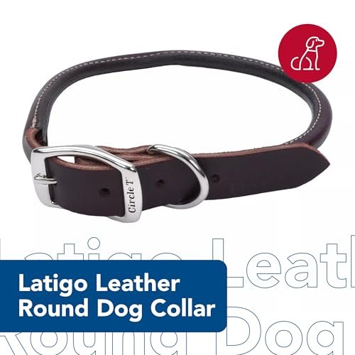 Coastal Pet Circle T Latigo Leather Round Dog Collar - Handcrafted Leather Pet Collar for Dogs - Comfortable Dog Collar for Dogs with Long Hair or Sensitive Skin