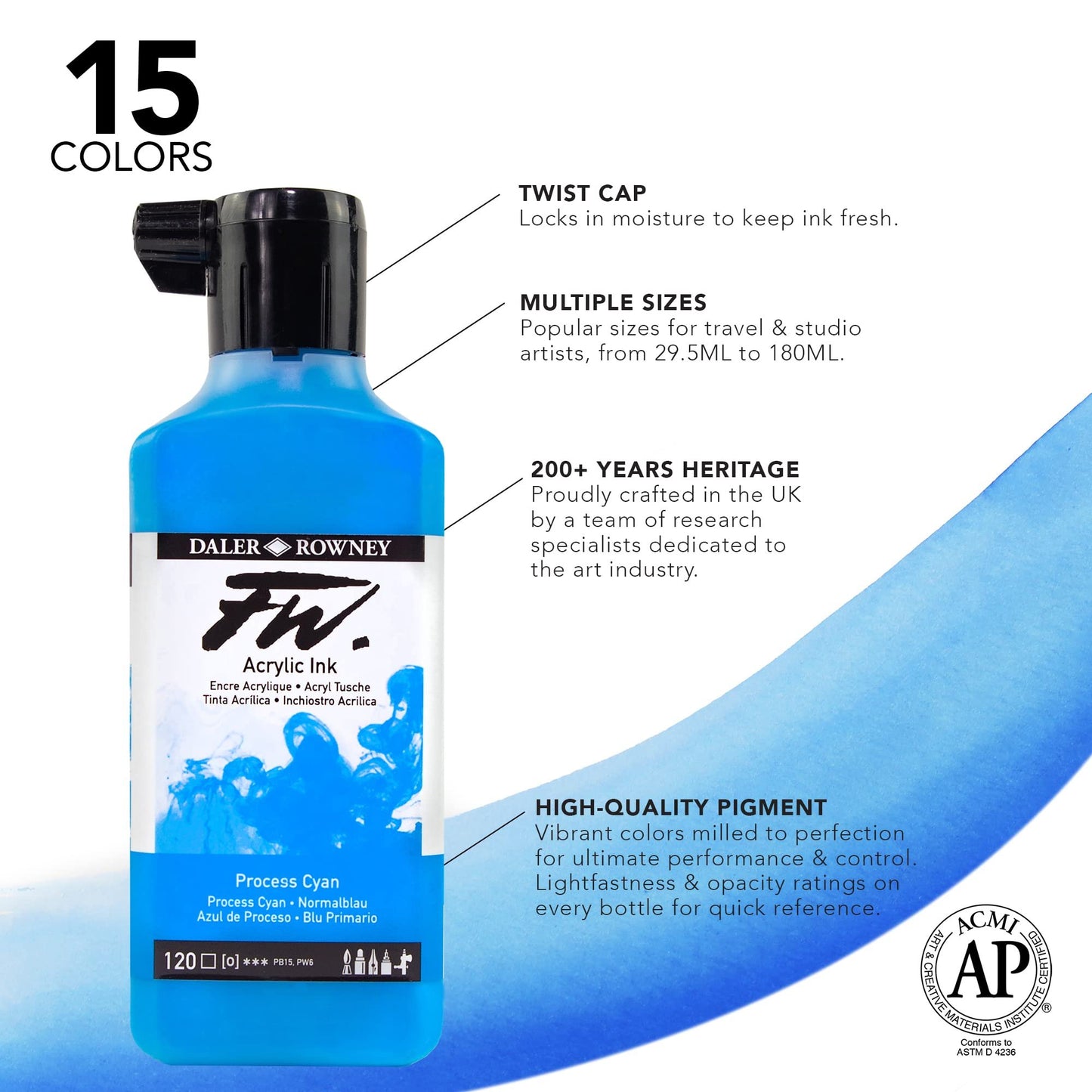 Daler-Rowney FW Acrylic Artists Ink, 180ml/6oz Plastic Bottle, Burnt Umber (D160181223)
