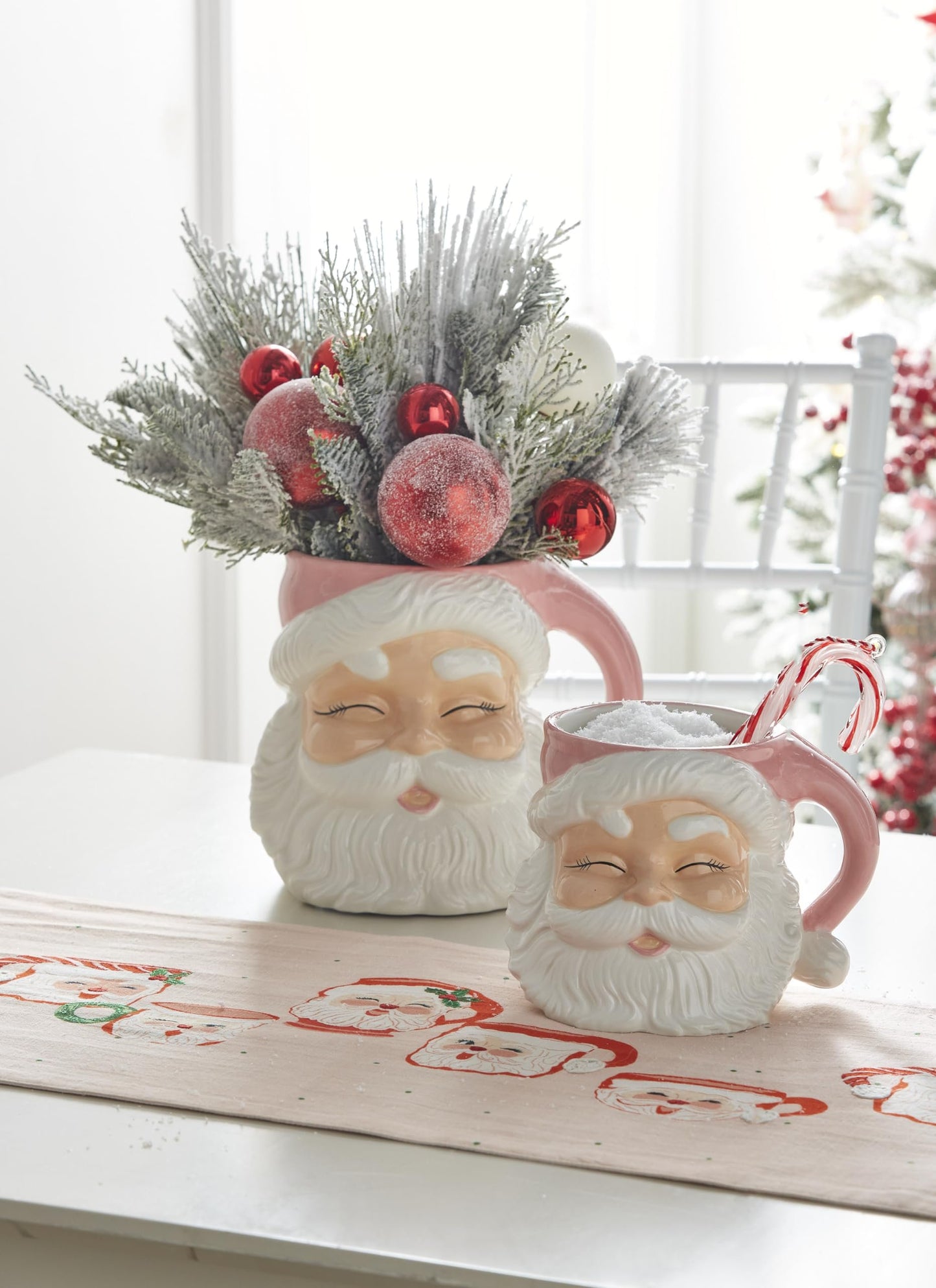 Raz Imports 2023 Jingle & Cocoa 8" Pink Santa Container