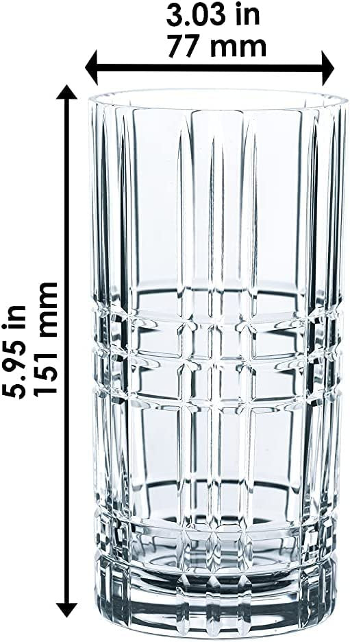 Nachtmann Longdrinkgläser Set 445 ml, 4 Stück, Square, 101049, Cocktailgläser aus Kristallglas, Trinkgläser spülmaschinenfest