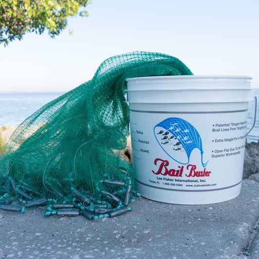 Bait Buster Professional Grade Minnow Cast Net 1/4" Sq. Mesh (Green, 12 FT. Radius)
