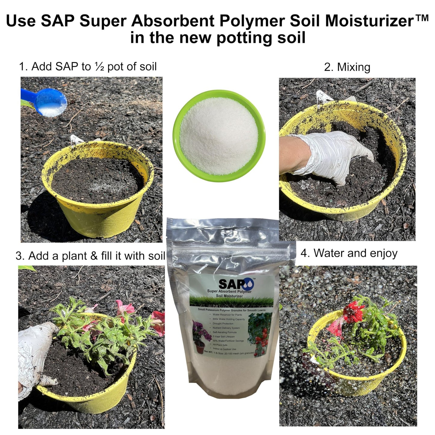 Soil Moist Sap Super Absorbent Polymer Water-Storing Crystal Gel Commercial Grade