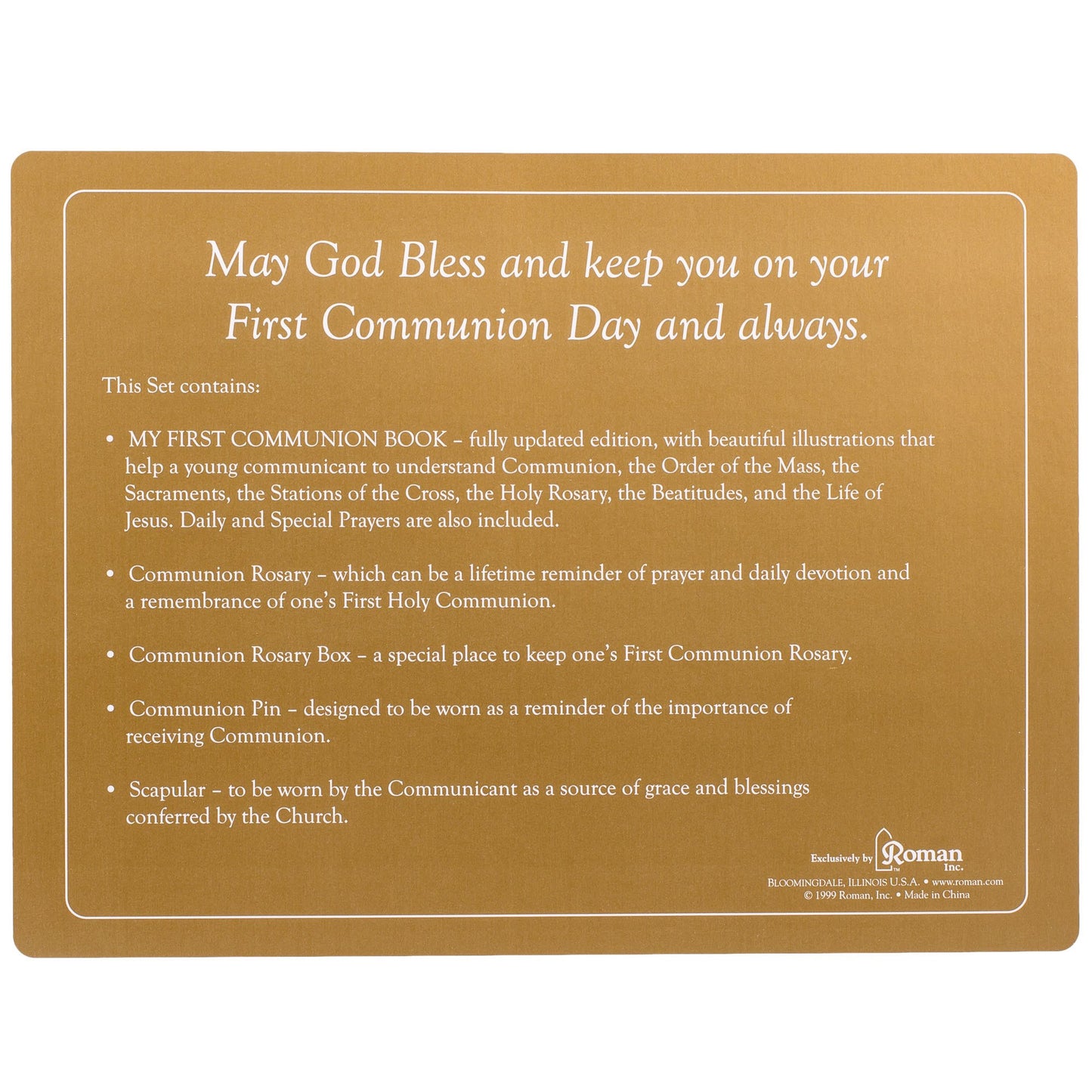 Roman - Deluxe Communion Boy Book and Accessories, 5pc Set, Padded Pearlized Cover, First Communion Collection, 6.75" H, Religious Gift, Faith, Durable