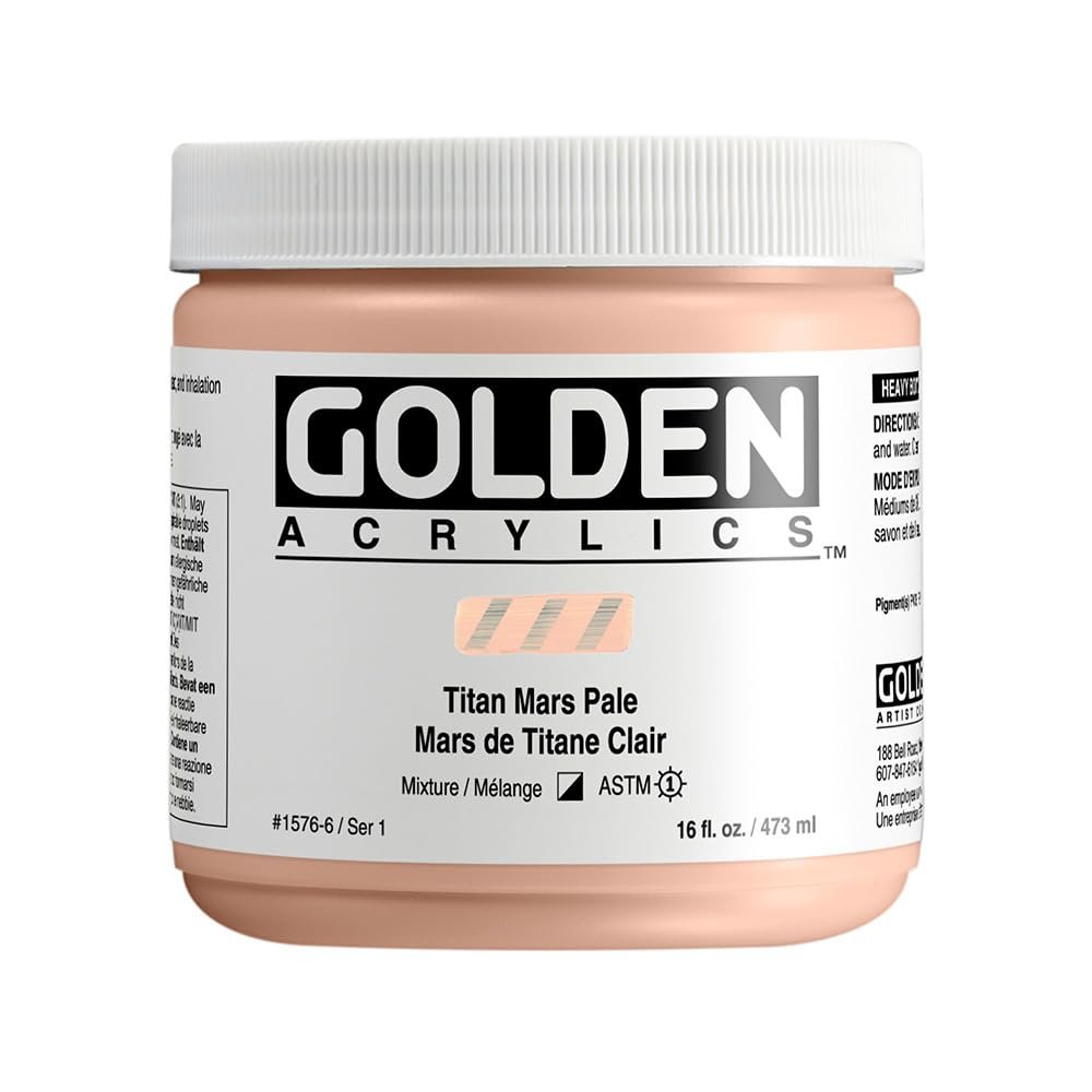 Heavy Body Acrylics by GOLDEN, Titan Mars Pale, 16 fl. oz. Jar, Professional Acrylic Paint, Semi-Opaque