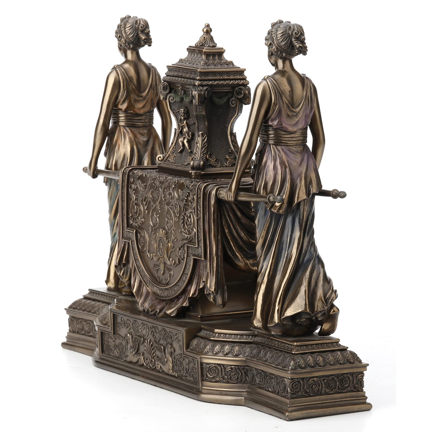 Unicorn Studio 12 Inch Tall Versailles Maidens Mantel Clock Resin Sculpture Bronze Finish