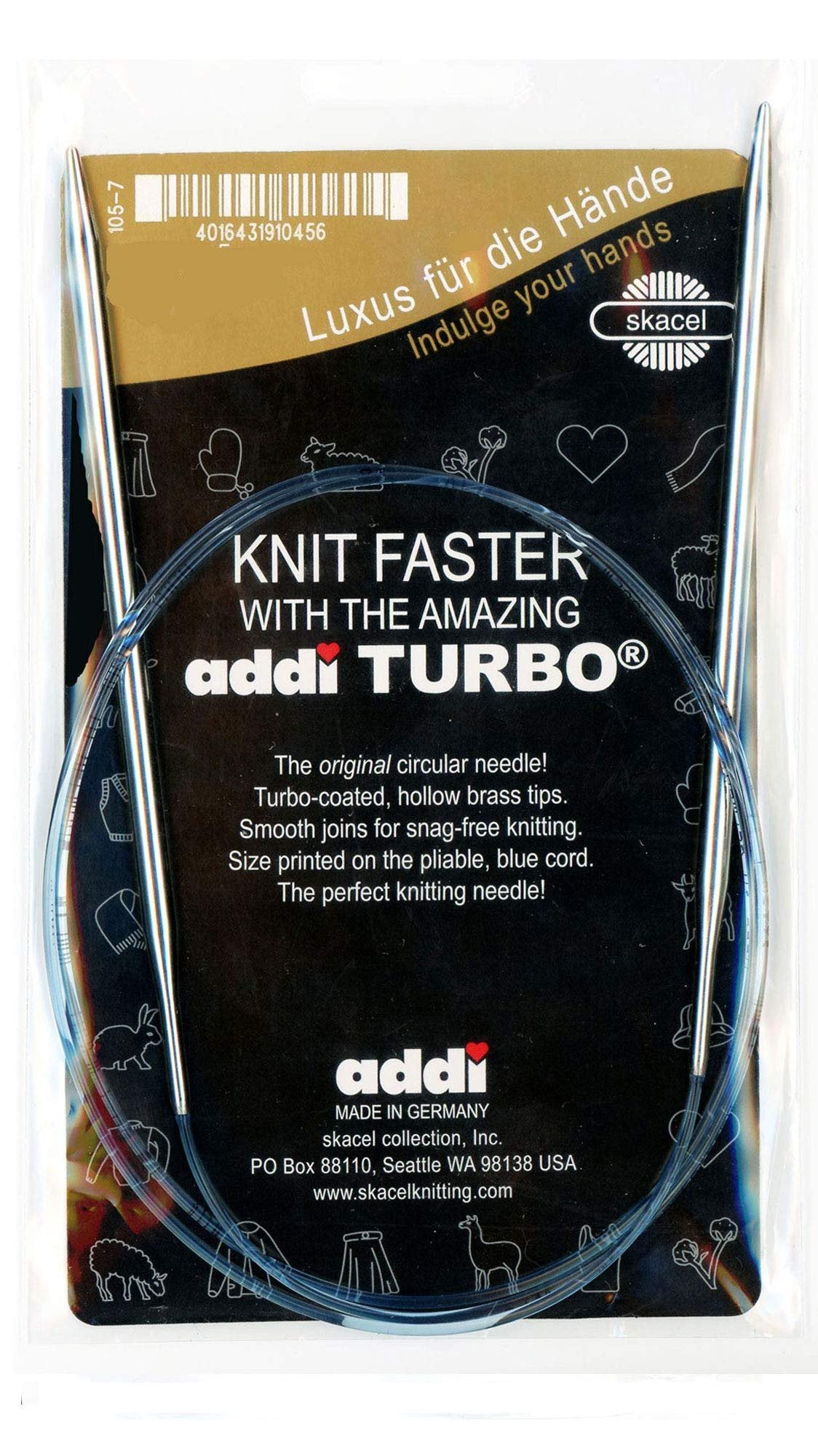 addi Knitting Needle Turbo Circular Skacel Blue Cord 20 inch (50cm) Size US 10 (6.0mm)
