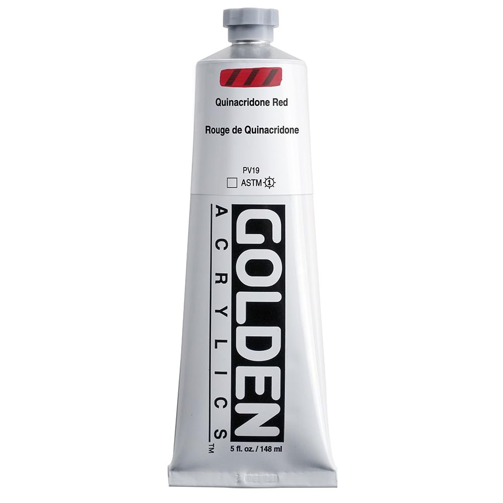 Heavy Body Acrylics by GOLDEN, Quinacridone Red, 5 fl. oz. Tube, Professional Acrylic Paint, Transparent