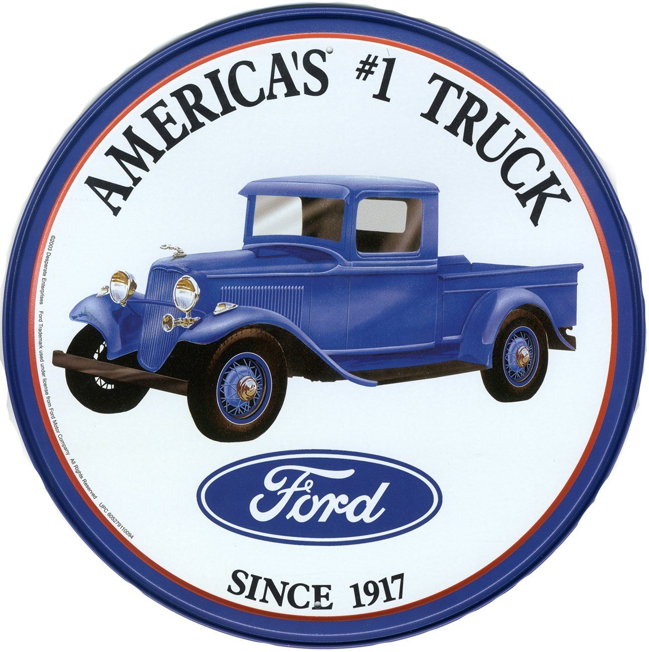 Poster Discount TIN Sign Round Ford Trucks, 12x12
