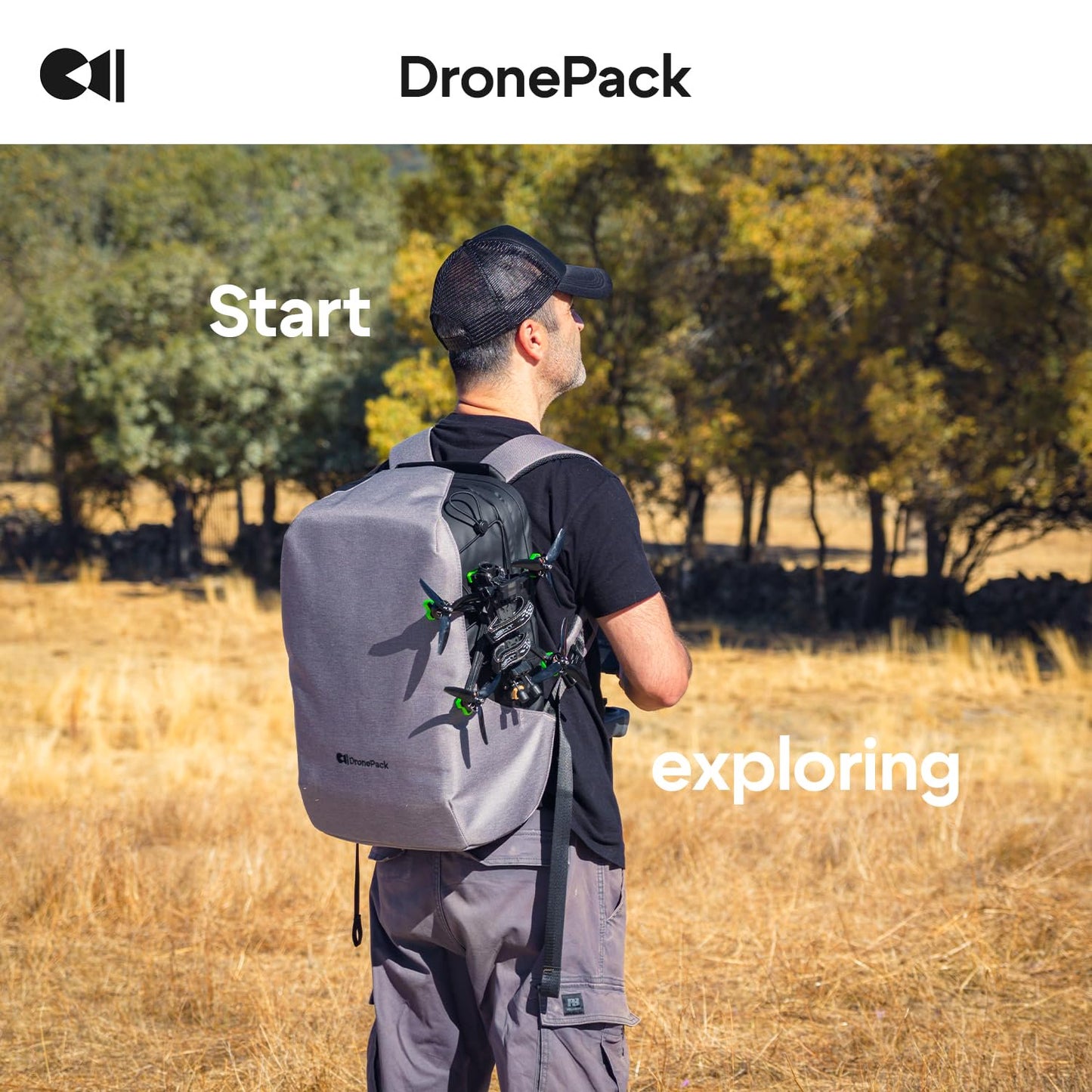 DronePack 25L customizable Travel Camera Bag with removable dividers - EARLY BIRD - Drone Backpack incl. TSA lock, fire-resistant battery pocket, laptop compartment, ergonomic straps - grey Drone Bag