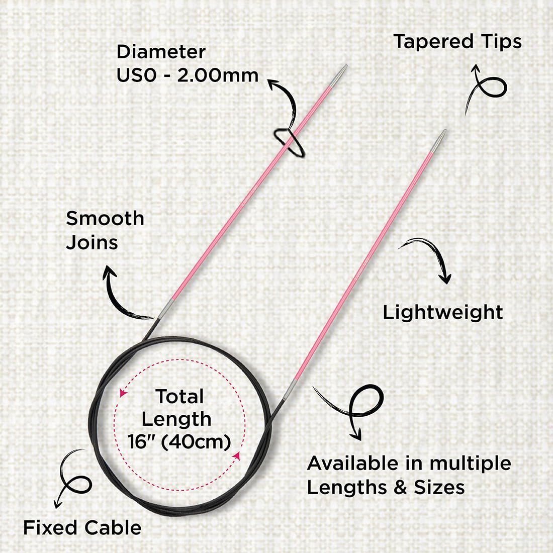 KnitPro Zing Fixed Circular Needles 16" (40cm)