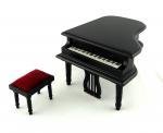 1:12 Scale Black Piano with Stool Set #05913