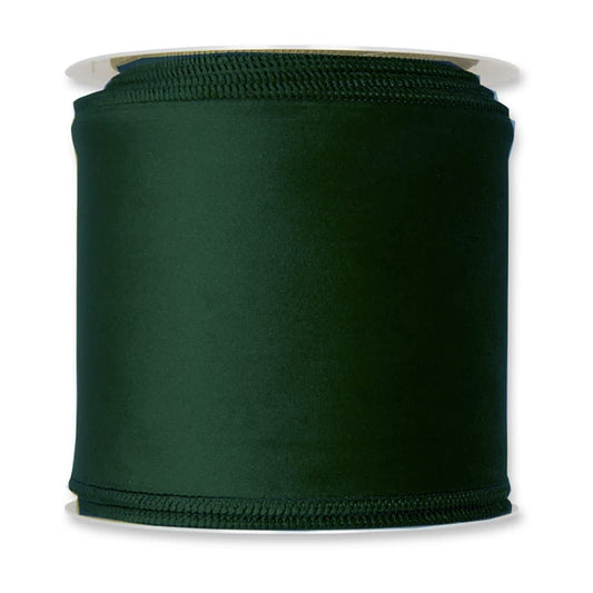 FloristryWarehouse Fir Green Christmas Velvet Fabric Ribbon 4 inches Wide on 9 Yards roll. Wired Edge
