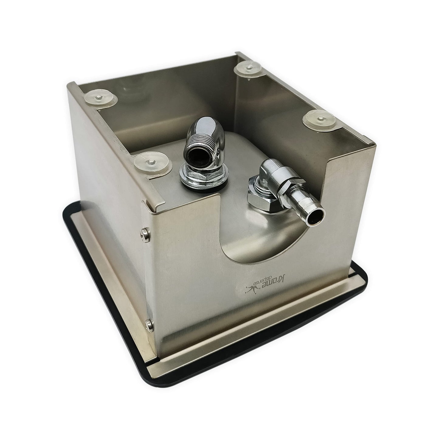 Krome Dispense Steaming Pitcher Rinser - Glass Cleaning Rinser Stainless Steel Counter Top 7.32″ x 6.85″ x 4.54″ - C334