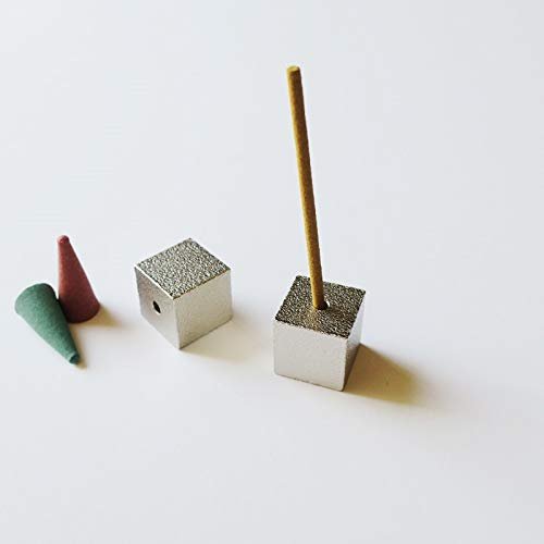 nippon kodo Silver Cube 1pc - Modern Cube Brass Incense Holder Collection Japanese Quality Incense Since 1575