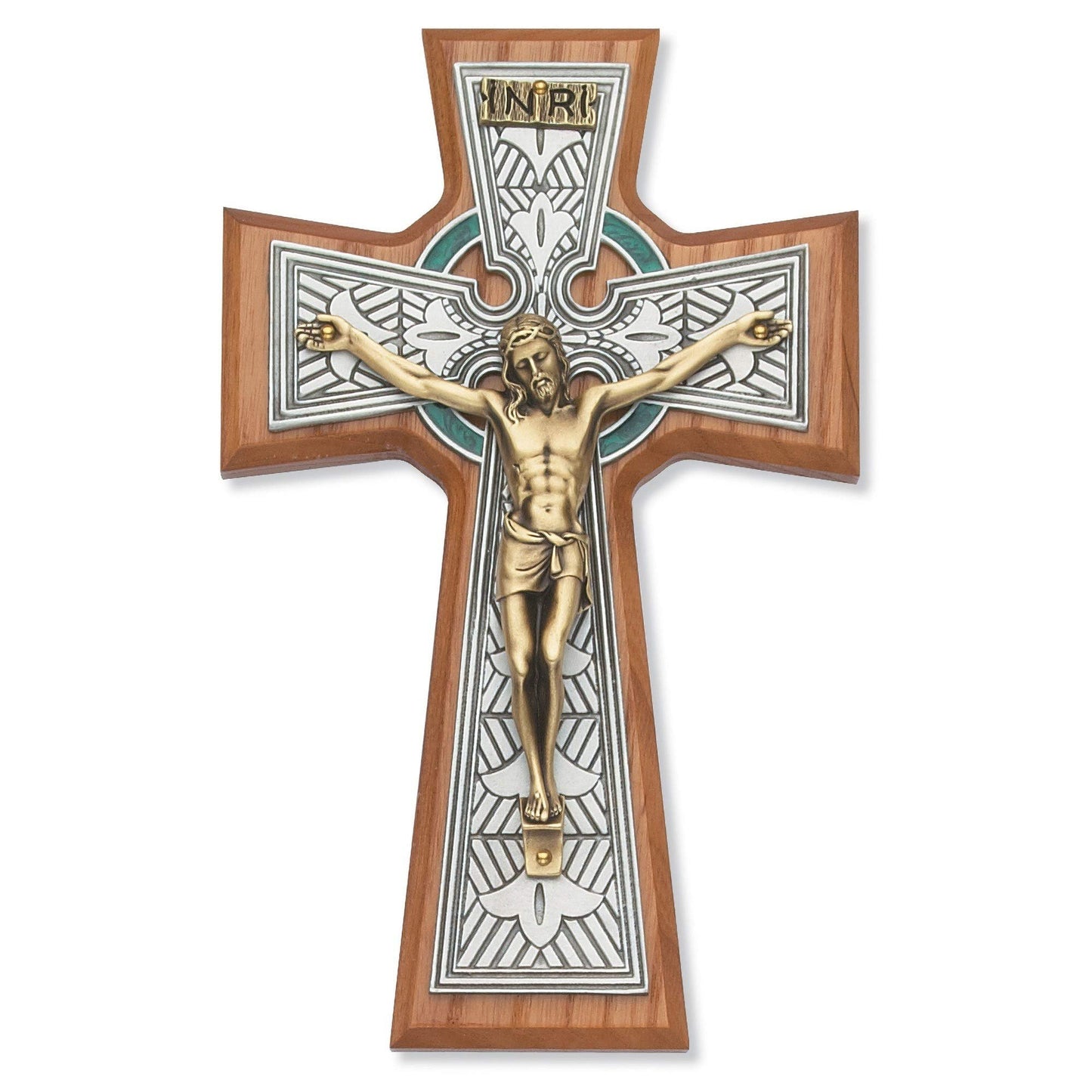 McVan Inc. 8" Walnut Celtic Crucifix Tutone - Décor Gift Religious 79-42668-MCVAN