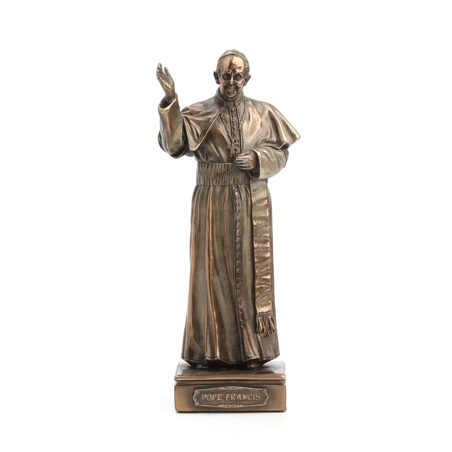 11 Inch Pope Francis Cold Cast Decorative Figurine, Bronze Color