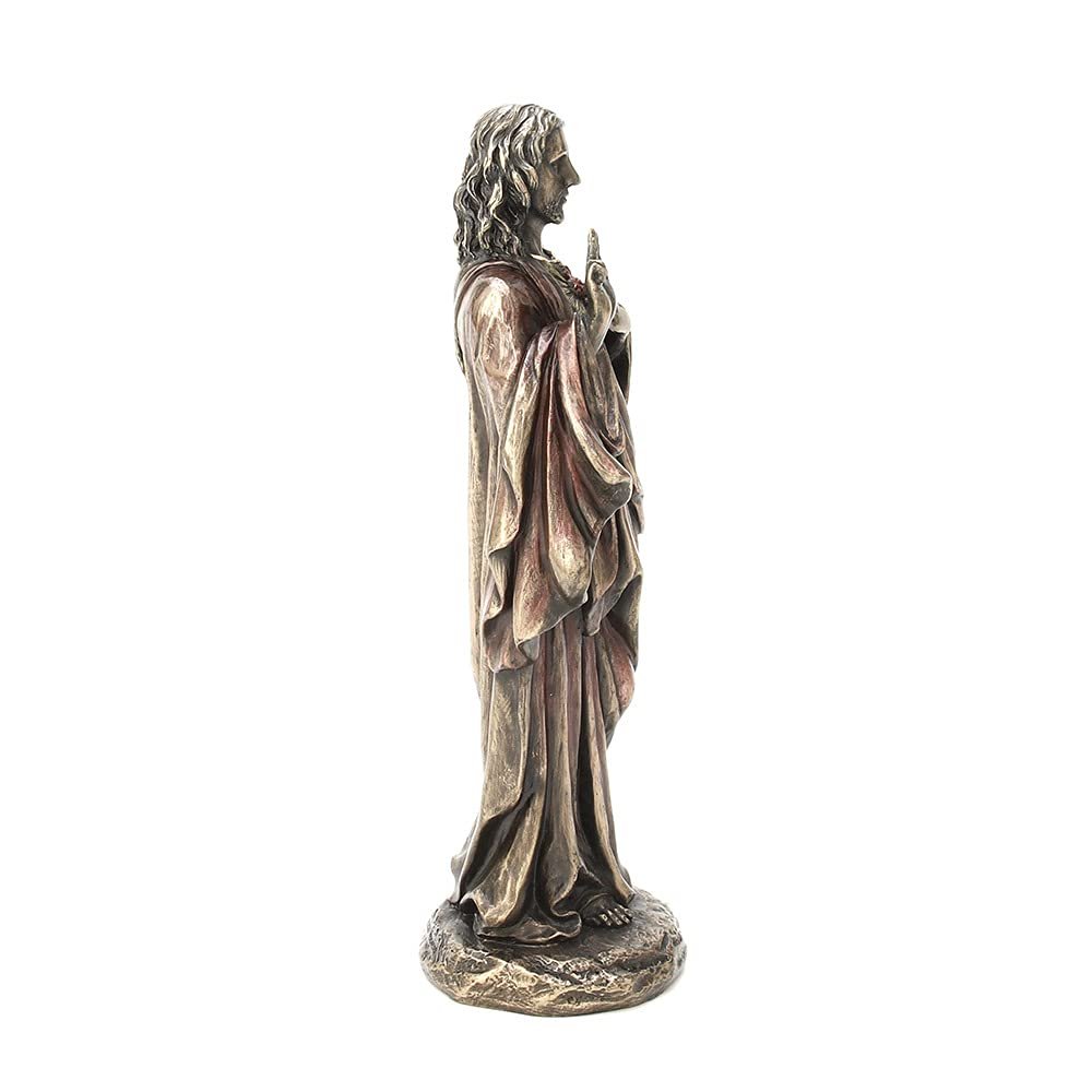 Veronese Design 8 1/4" Tall Sacred Heart of Jesus Cold Cast Bronzed Resin Statue Religious Sculpture Home Decor Gift