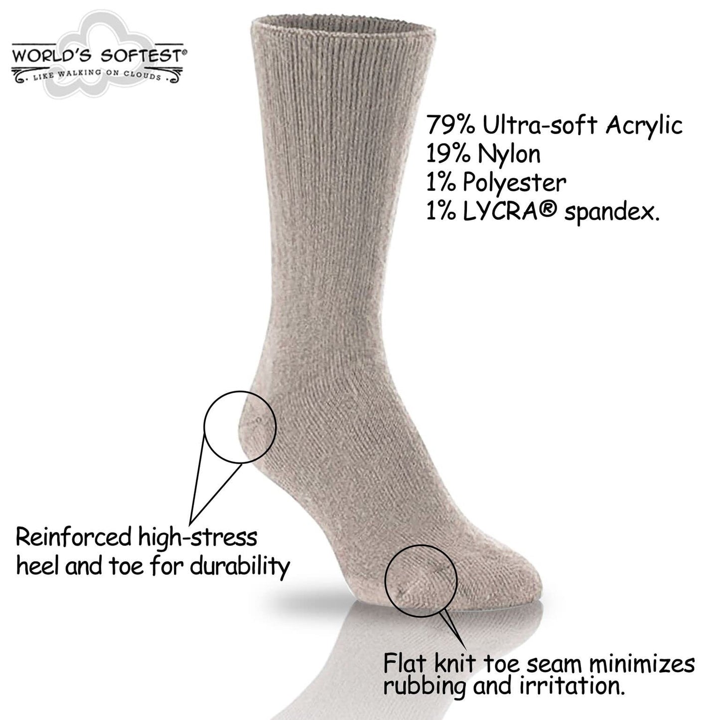 World's Softest Classic Crew Socks - Ultra Soft Crew Socks for Women and Men
