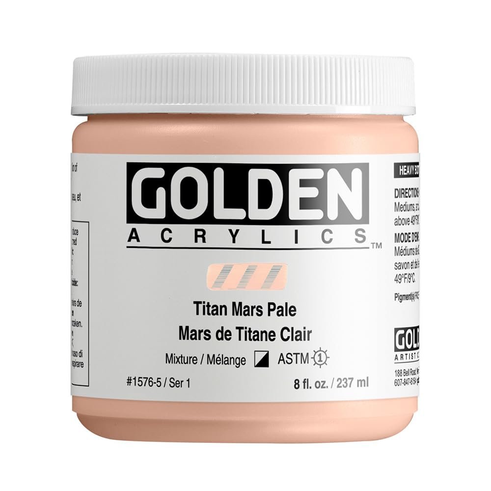 Heavy Body Acrylics by GOLDEN, Titan Mars Pale, 8 fl. oz. Jar, Professional Acrylic Paint, Semi-Opaque