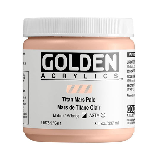 Heavy Body Acrylics by GOLDEN, Titan Mars Pale, 8 fl. oz. Jar, Professional Acrylic Paint, Semi-Opaque