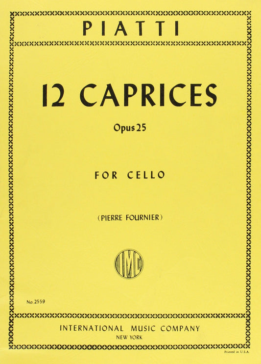 Twelve Caprices, op. 25, cello; Alfredo Piatti (International) [Misc. Supplies]